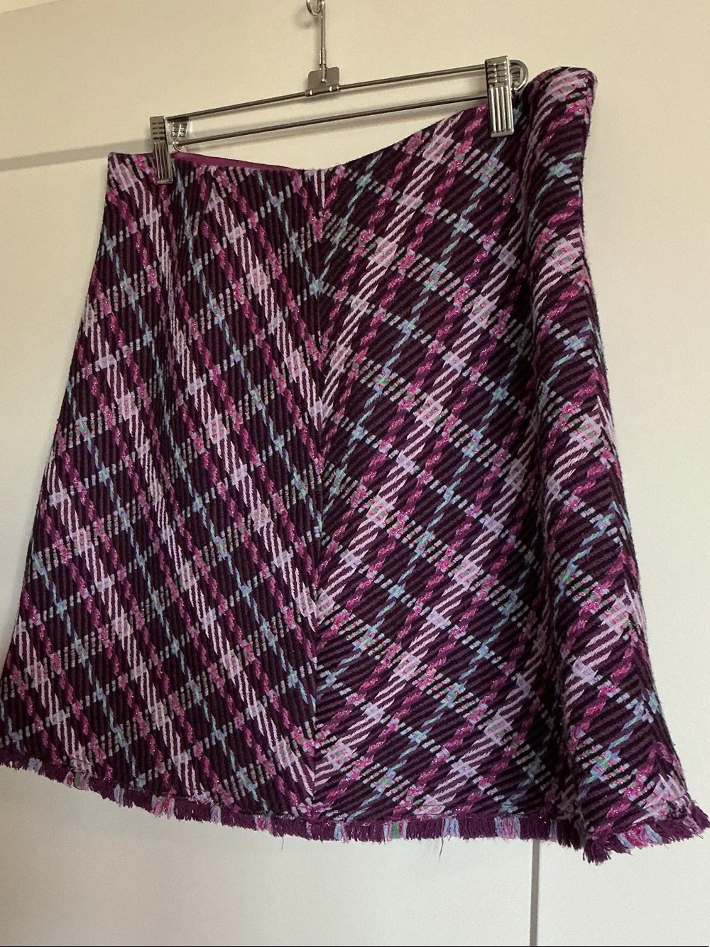 kate spade Purple Plaid A-Line Skirt with Pink & Blue Accents